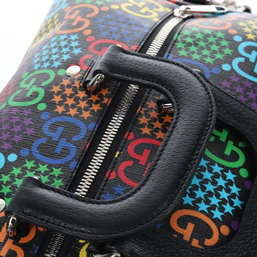 GUCCI GG Psychedelic Boston Bag PVC 2way Multicolor Silver 587866 Auth 206921SAM