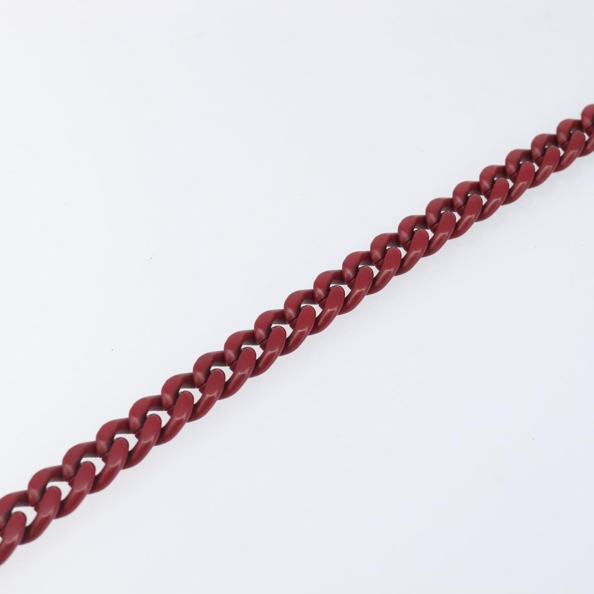 PRADA Chain Shoulder Bag Leather Red Silver Auth 206931V