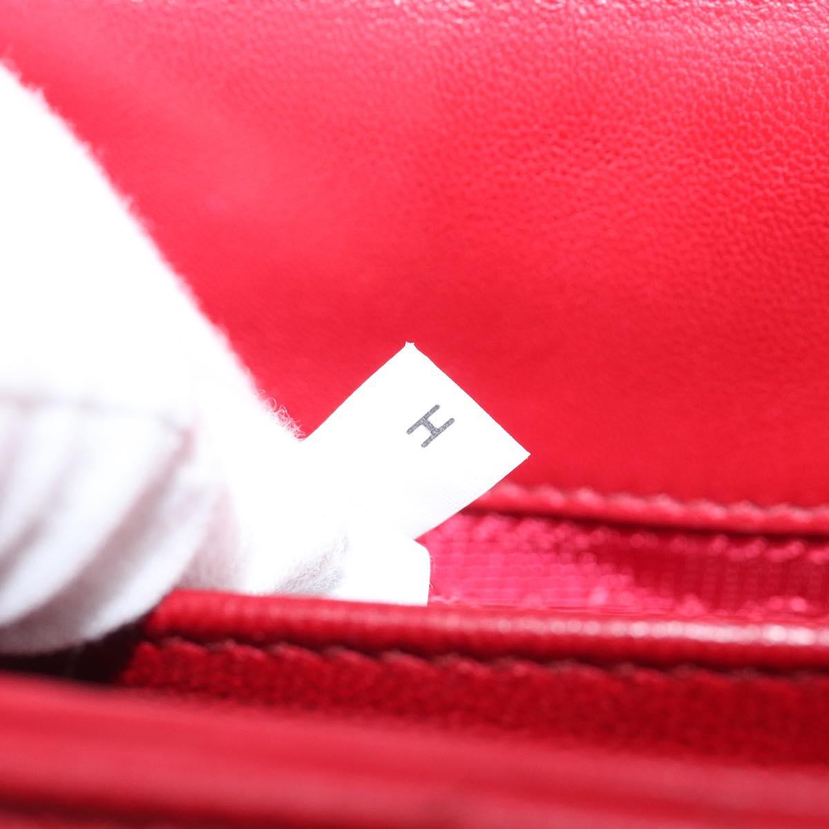 PRADA Chain Shoulder Bag Leather Red Silver Auth 206931V
