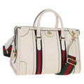 GUCCI Ophdia GG Sherry Line Hand Bag Leather 2way White Gold 715666 Auth 207006V