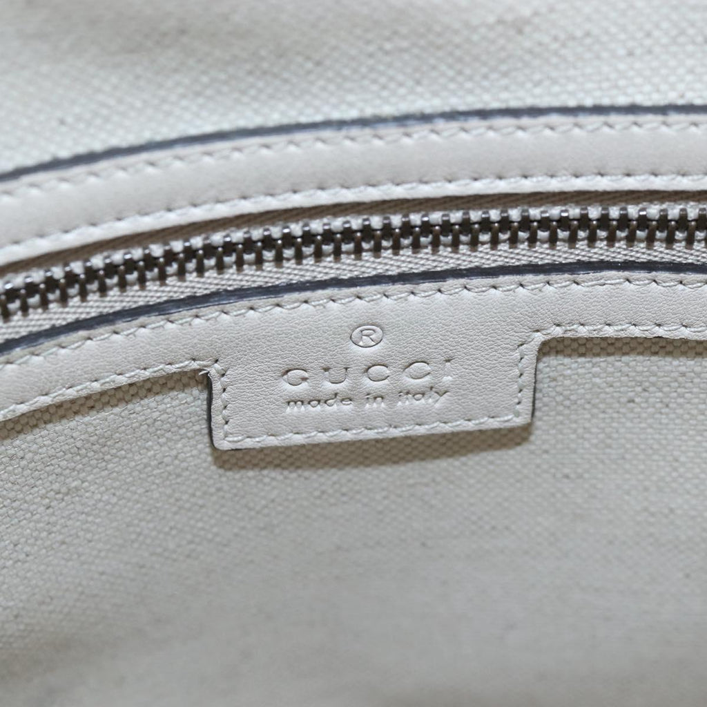 GUCCI Ophdia GG Sherry Line Hand Bag Leather 2way White Gold 715666 Auth 207006V