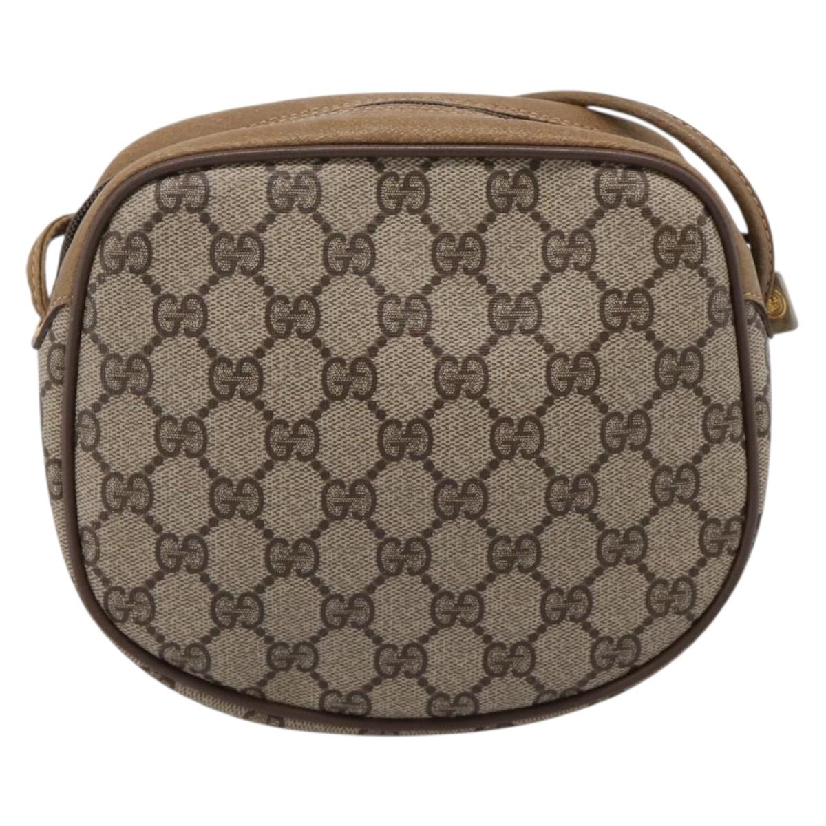 GUCCI GG Supreme Shoulder Bag PVC Beige Gold 56 02 600 Auth 207053