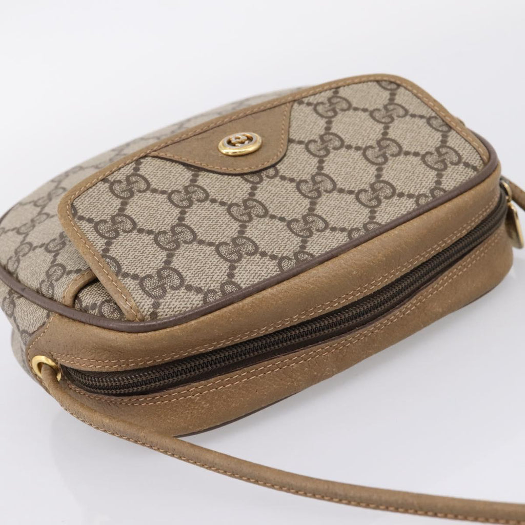 GUCCI GG Supreme Shoulder Bag PVC Beige Gold 56 02 600 Auth 207053
