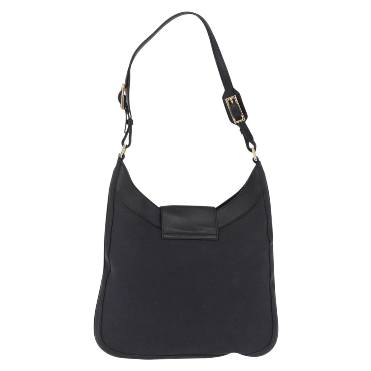 GUCCI Jackie Shoulder Bag Canvas Black Gold 001 4129 Auth 207102A