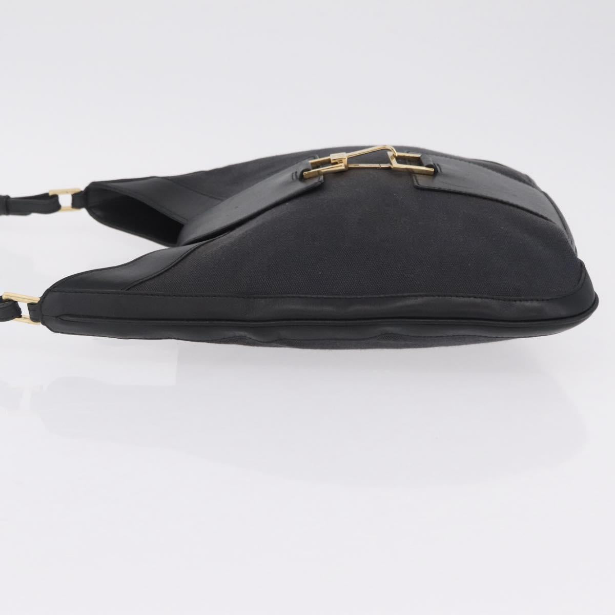 GUCCI Jackie Shoulder Bag Canvas Black Gold 001 4129 Auth 207102A