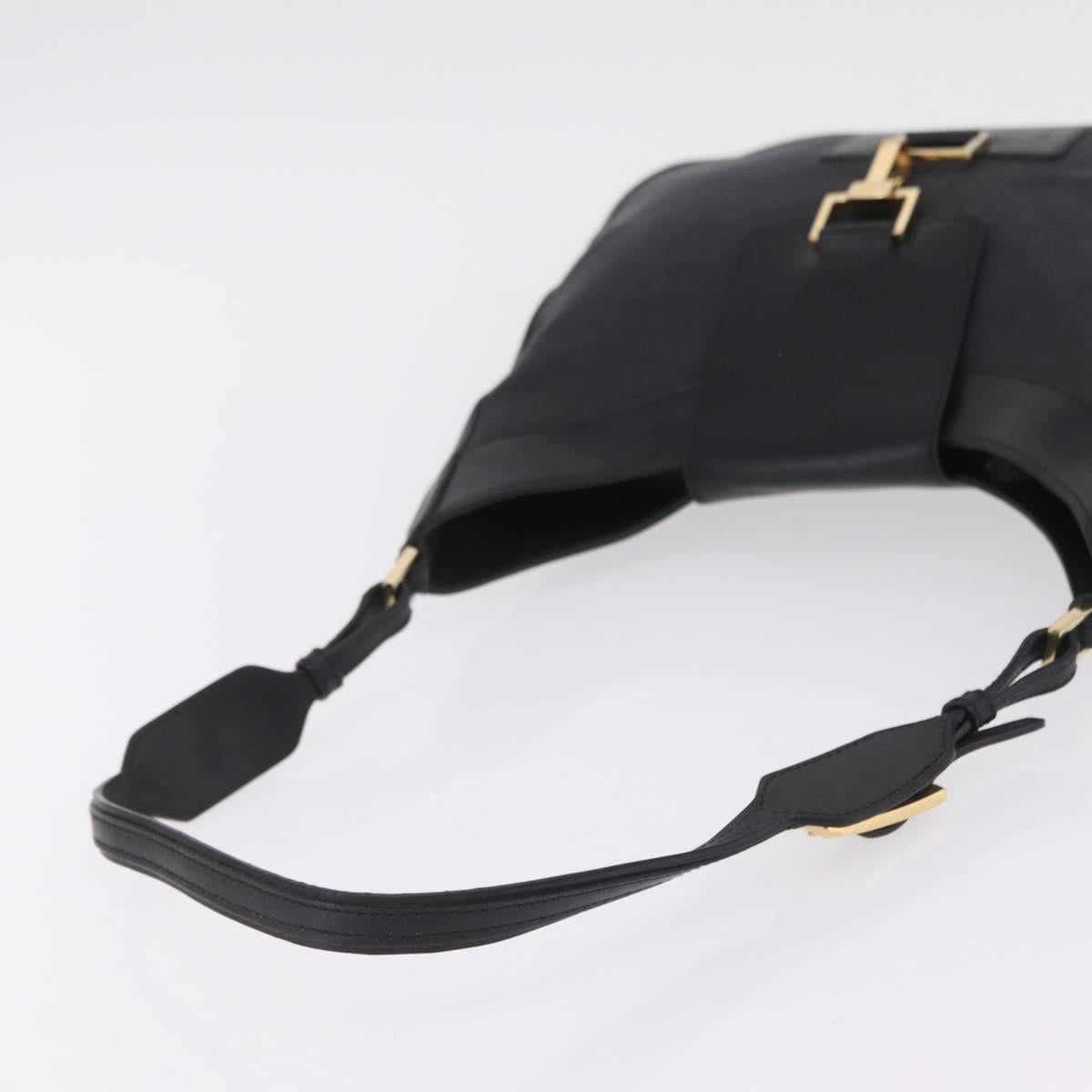 GUCCI Jackie Shoulder Bag Canvas Black Gold 001 4129 Auth 207102A