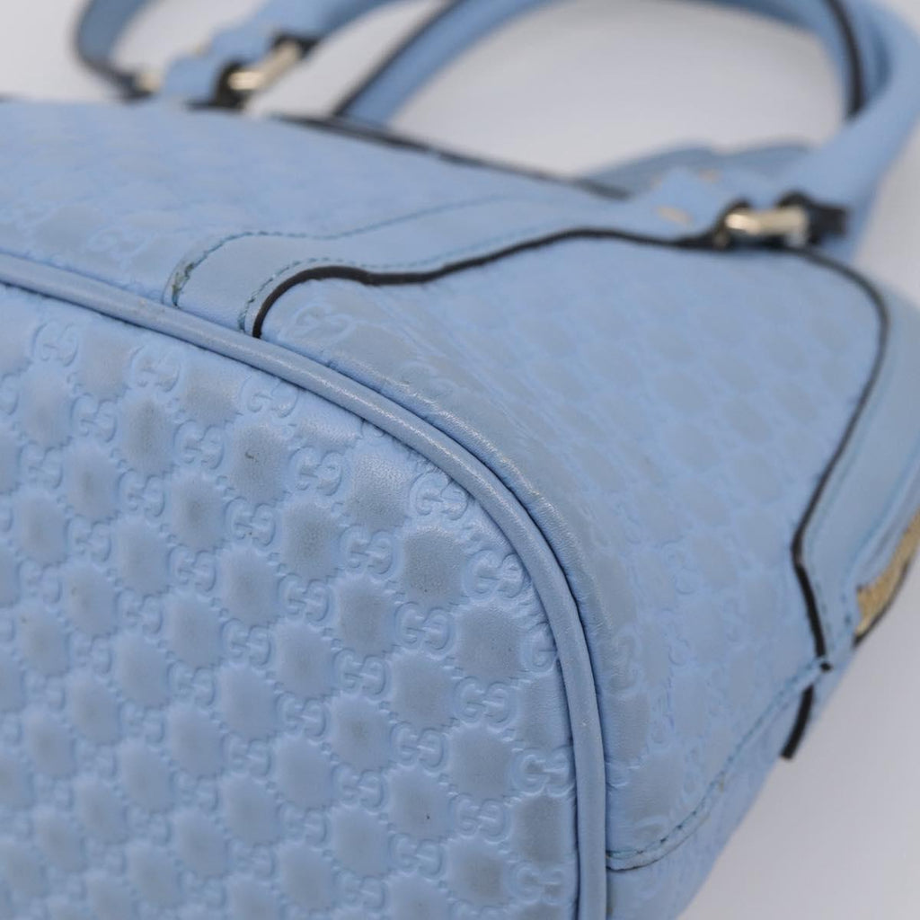 GUCCI Micro GG Canvas Guccissima Leather Outlet 2way Blue 449654 Auth 207167A