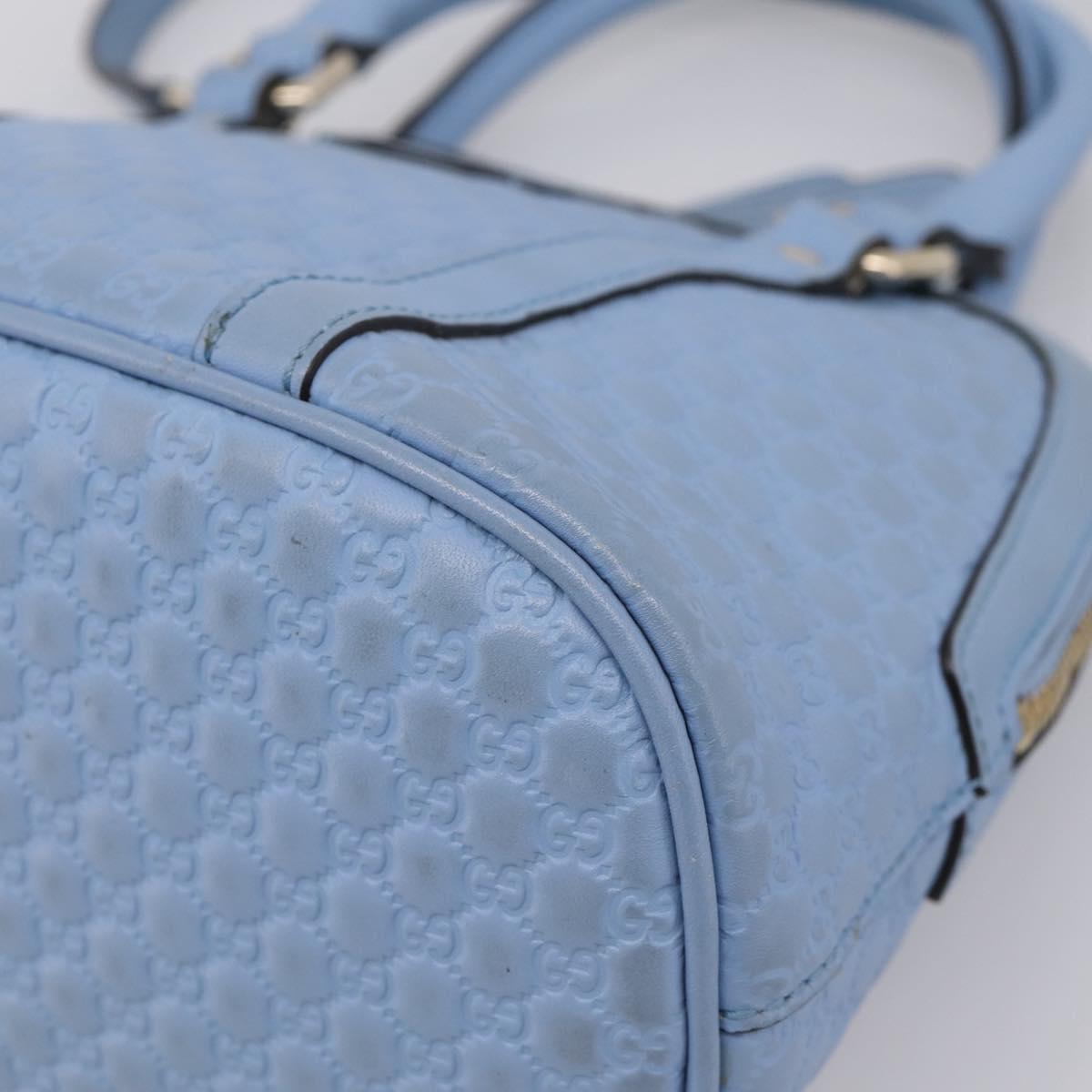 GUCCI Micro GG Canvas Guccissima Leather Outlet 2way Blue 449654 Auth 207167A