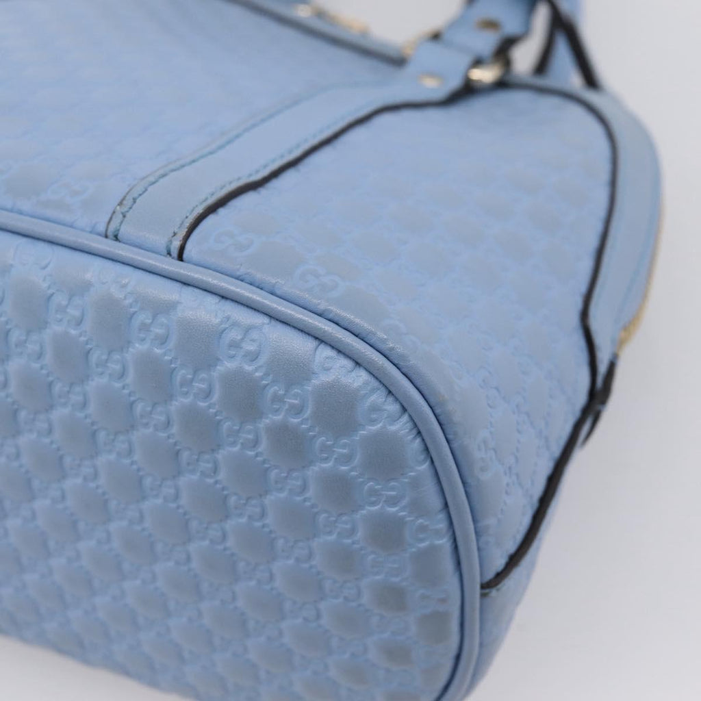 GUCCI Micro GG Canvas Guccissima Leather Outlet 2way Blue 449654 Auth 207167A