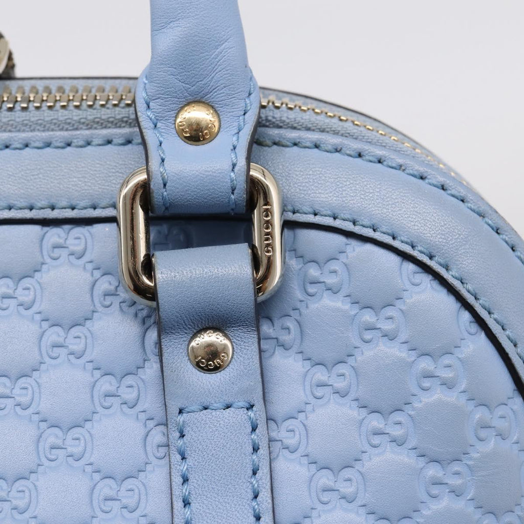 GUCCI Micro GG Canvas Guccissima Leather Outlet 2way Blue 449654 Auth 207167A