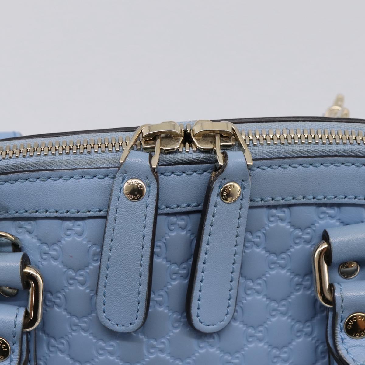 GUCCI Micro GG Canvas Guccissima Leather Outlet 2way Blue 449654 Auth 207167A