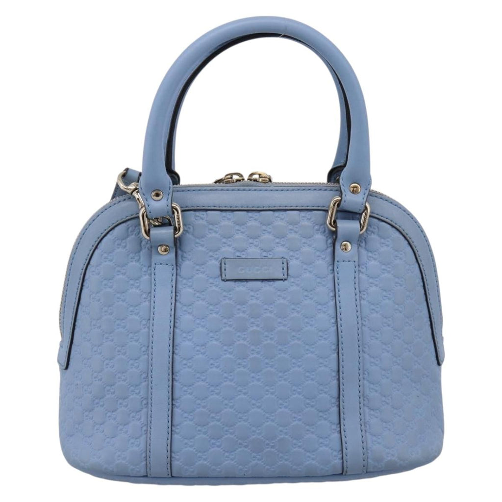 GUCCI Micro GG Canvas Guccissima Leather Outlet 2way Blue 449654 Auth 207167A