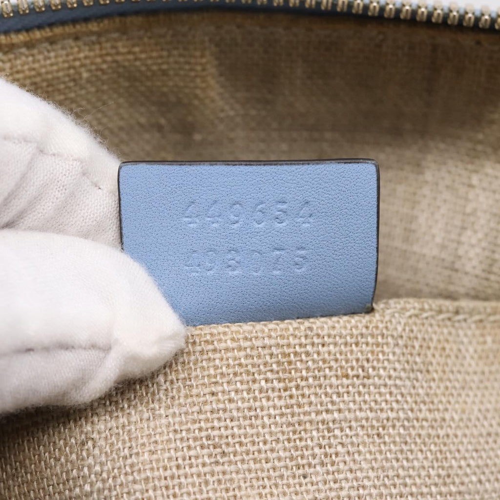 GUCCI Micro GG Canvas Guccissima Leather Outlet 2way Blue 449654 Auth 207167A