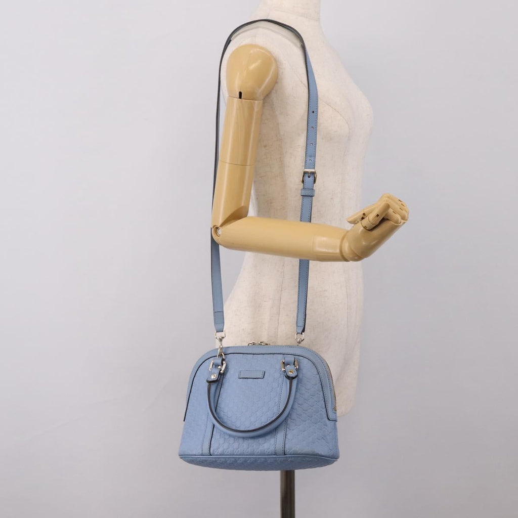 GUCCI Micro GG Canvas Guccissima Leather Outlet 2way Blue 449654 Auth 207167A