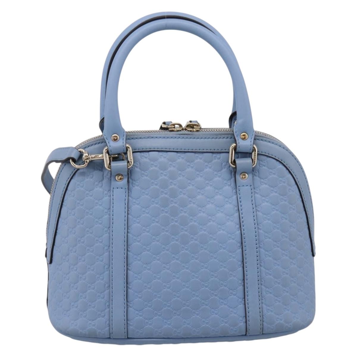GUCCI Micro GG Canvas Guccissima Leather Outlet 2way Blue 449654 Auth 207167A