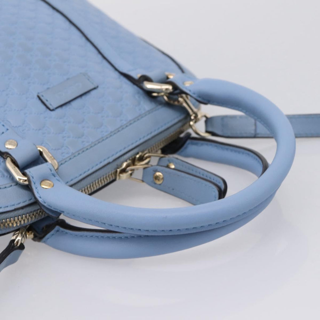 GUCCI Micro GG Canvas Guccissima Leather Outlet 2way Blue 449654 Auth 207167A