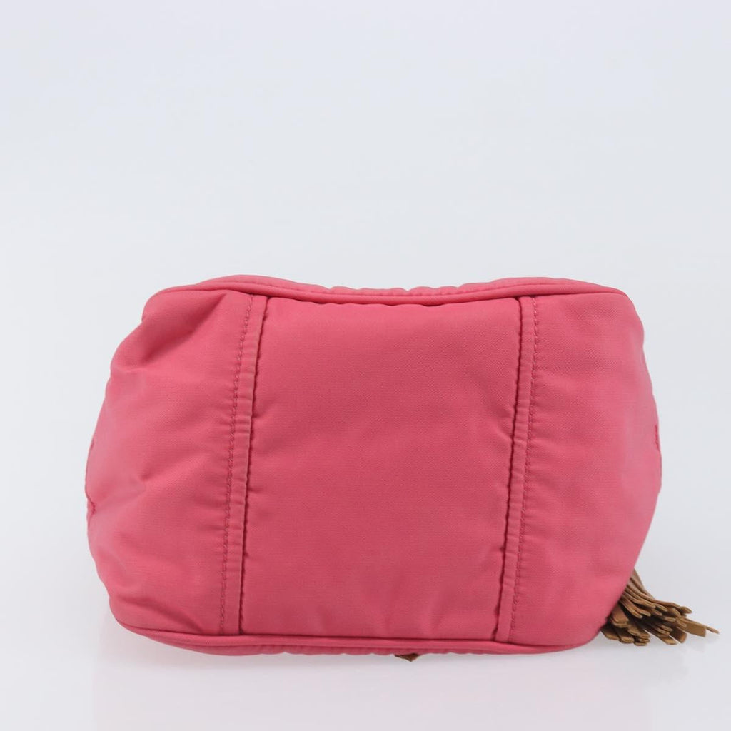 PRADA Hand Bag Nylon Pink Gold Tone Auth 207253V