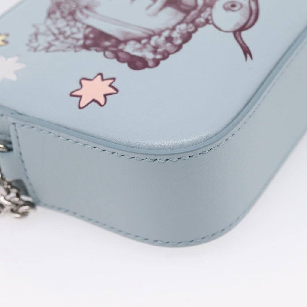 GUCCI Yuko Higuchi Chain Shoulder Bag Leather Light Blue 860648 Auth 207306M