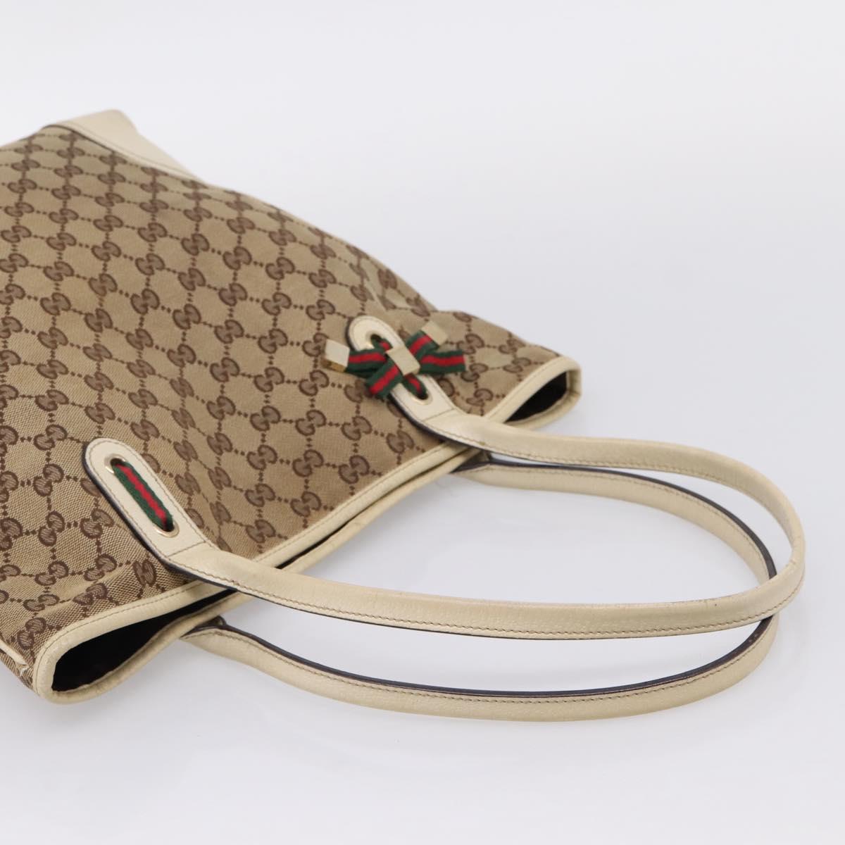 GUCCI GG Canvas Web Sherry Line Hand Bag 2 Set Beige Auth 207453