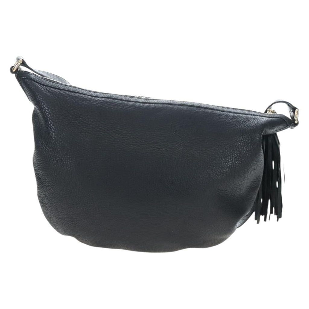 GUCCI Soho Shoulder Bag Leather Black Gold 295175 Auth 207456V