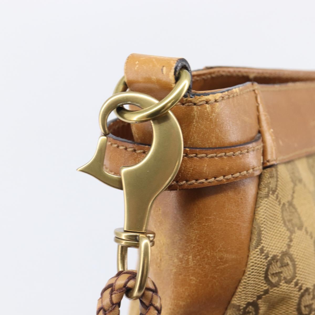 GUCCI GG Canvas Shoulder Bag Brown Gold 109097 Auth 207462