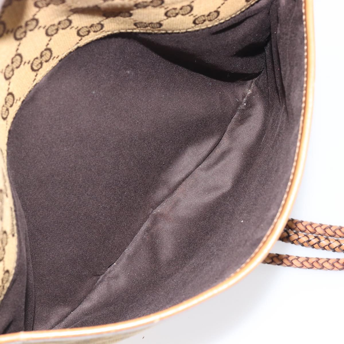 GUCCI GG Canvas Shoulder Bag Brown Gold 109097 Auth 207462