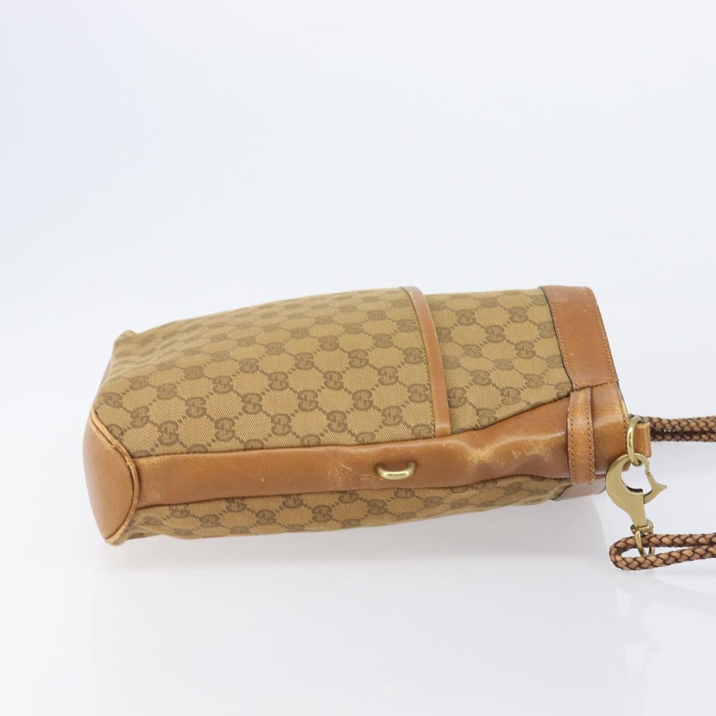 GUCCI GG Canvas Shoulder Bag Brown Gold 109097 Auth 207462