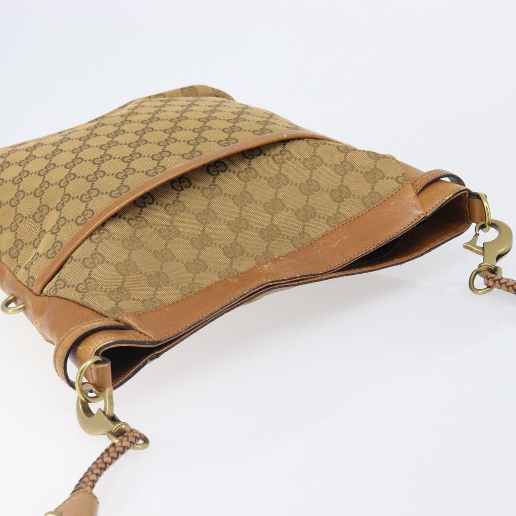 GUCCI GG Canvas Shoulder Bag Brown Gold 109097 Auth 207462