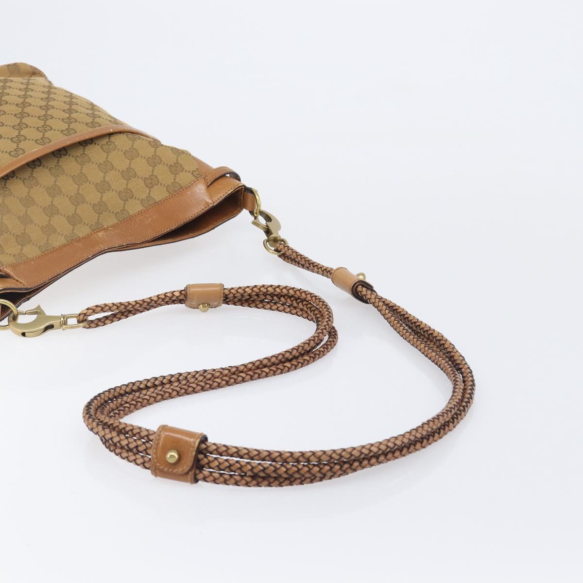 GUCCI GG Canvas Shoulder Bag Brown Gold 109097 Auth 207462