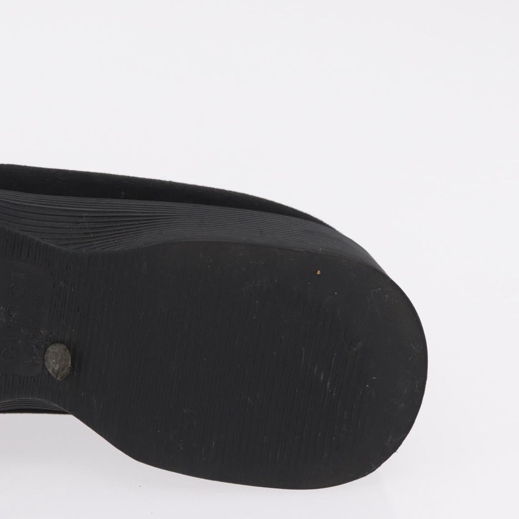 GUCCI Loafers Suede 25.5 cm Black Silver Auth 207479V
