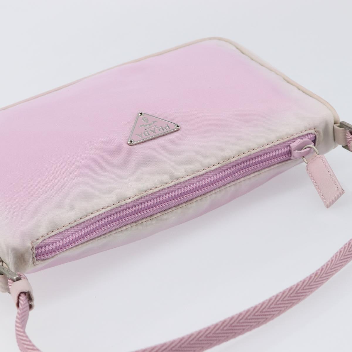 PRADA Accessory Pouch Nylon Pink Silver Auth 207483