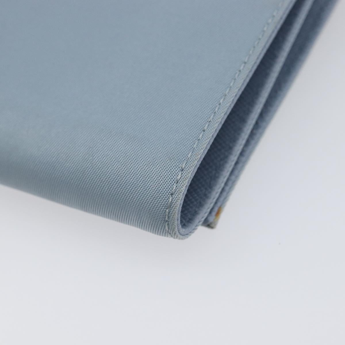 PRADA Compact Wallet Nylon Light Blue Silver Auth 207486A