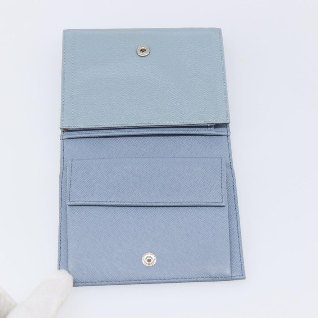 PRADA Compact Wallet Nylon Light Blue Silver Auth 207486A