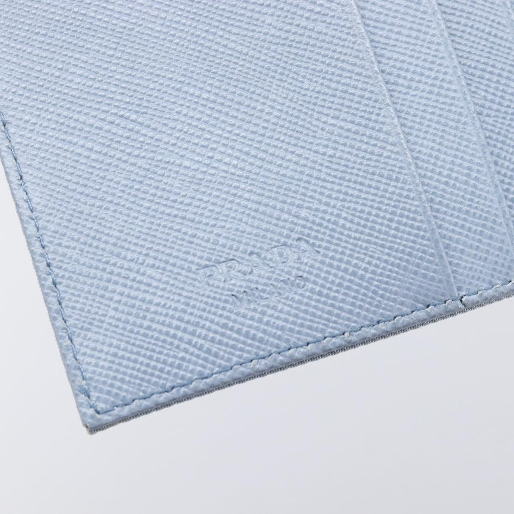 PRADA Compact Wallet Nylon Light Blue Silver Auth 207486A