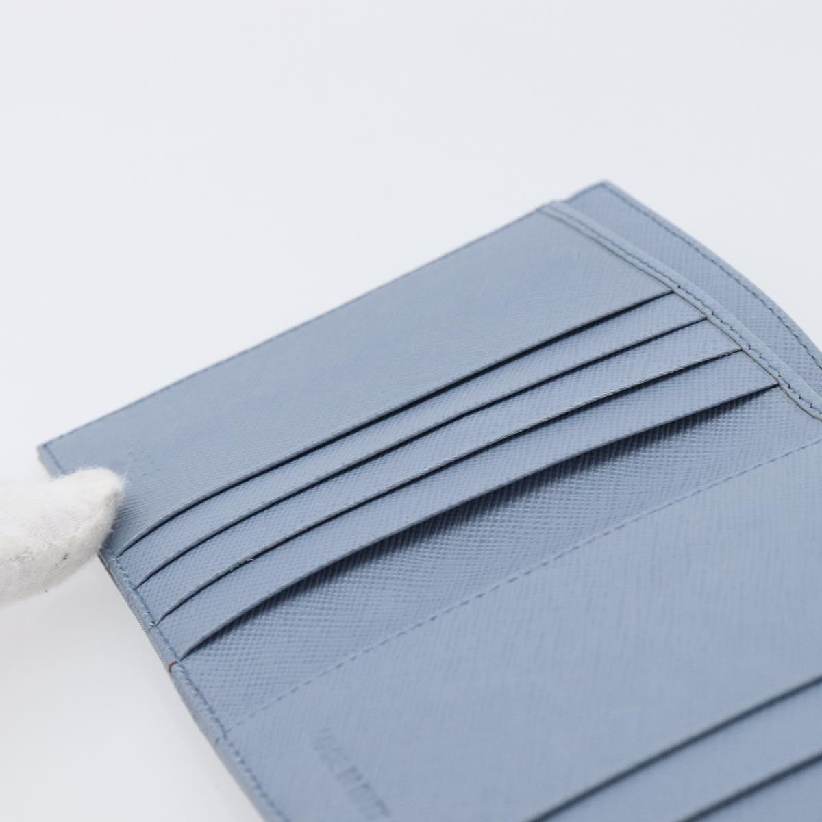 PRADA Compact Wallet Nylon Light Blue Silver Auth 207486A