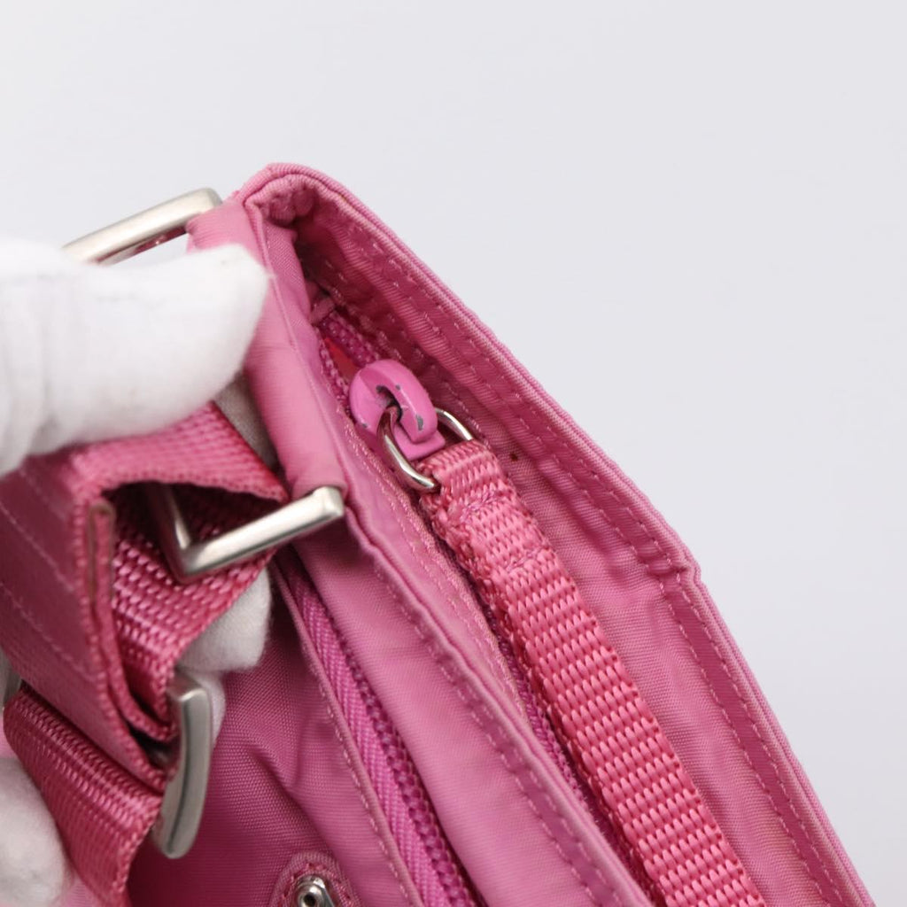 PRADA Shoulder Bag Nylon Pink Silver Auth 207599A
