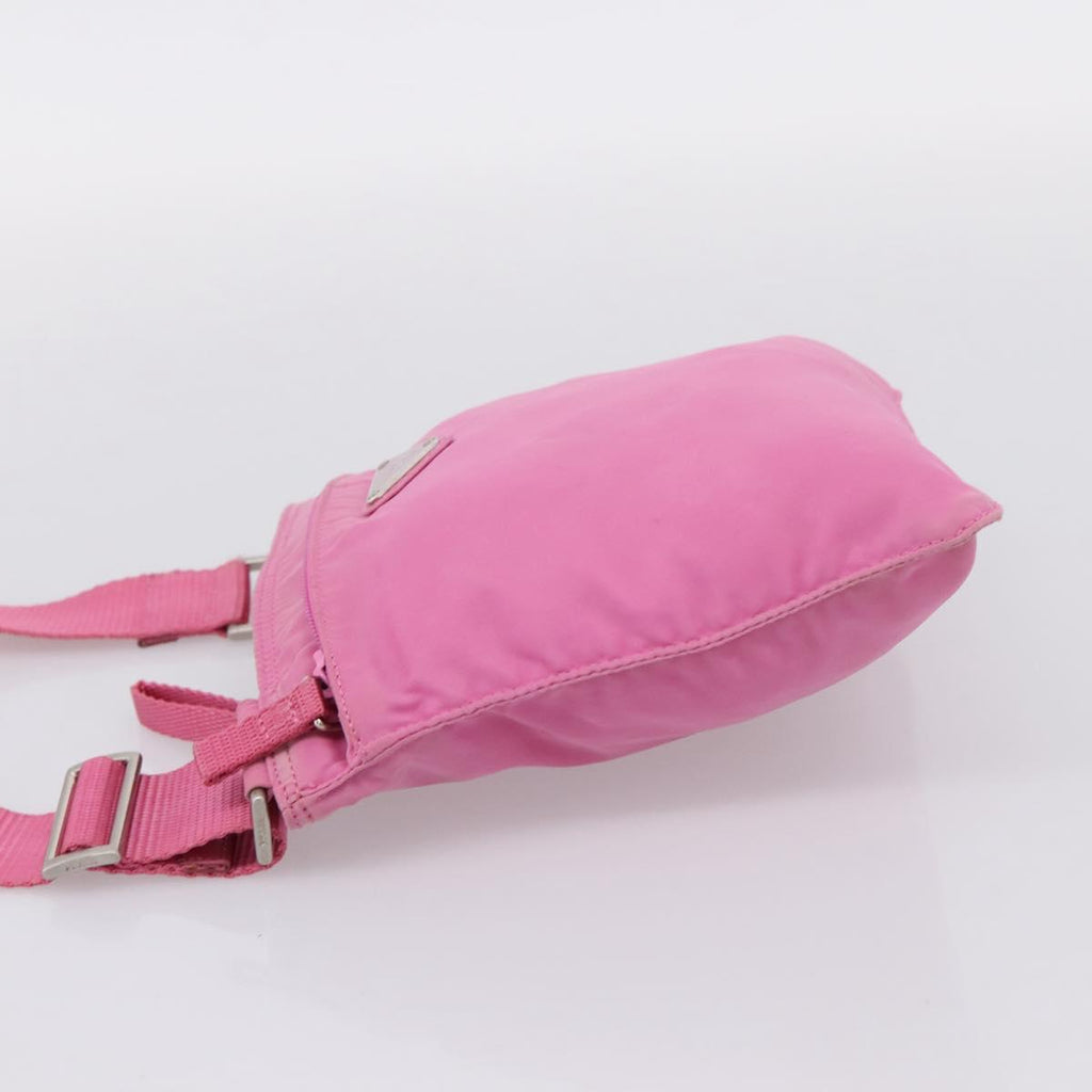 PRADA Shoulder Bag Nylon Pink Silver Auth 207599A