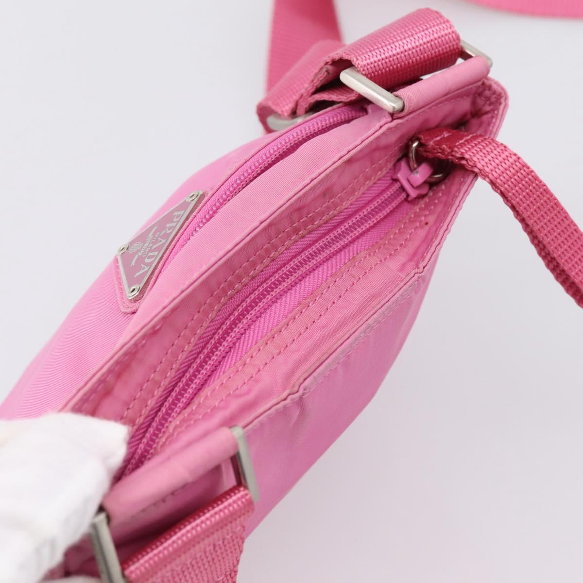 PRADA Shoulder Bag Nylon Pink Silver Auth 207599A