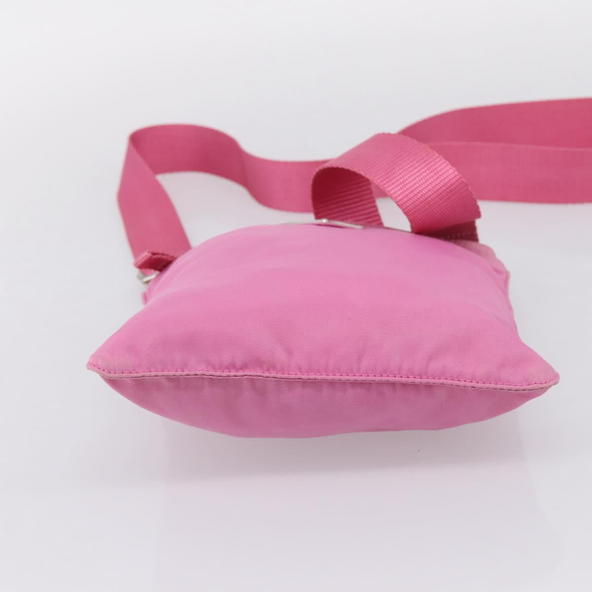 PRADA Shoulder Bag Nylon Pink Silver Auth 207599A