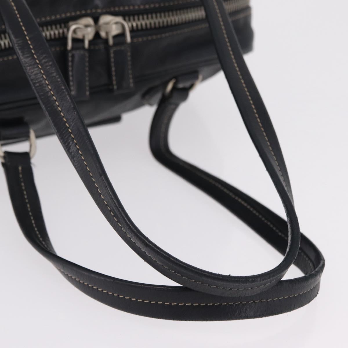 PRADA Hand Bag Leather Black Silver Auth 207680