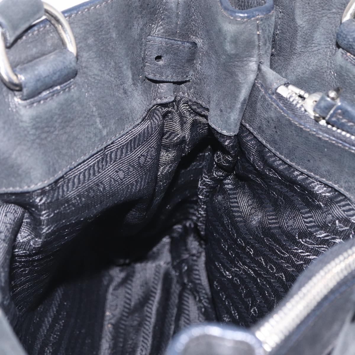 PRADA Tote Bag Nylon Black Silver Auth 207682