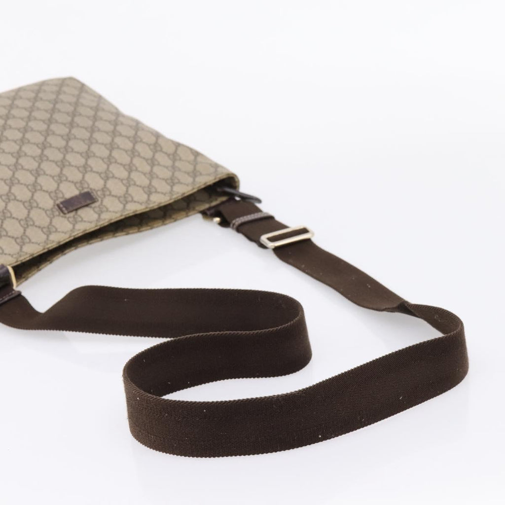 GUCCI GG Supreme Shoulder Bag PVC Beige Gold Tone 201446 Auth 207731A