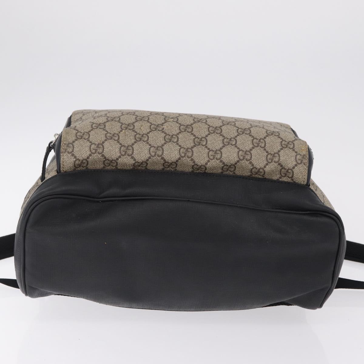 GUCCI GG Supreme Backpack PVC Beige Silver 406370 Auth 207738
