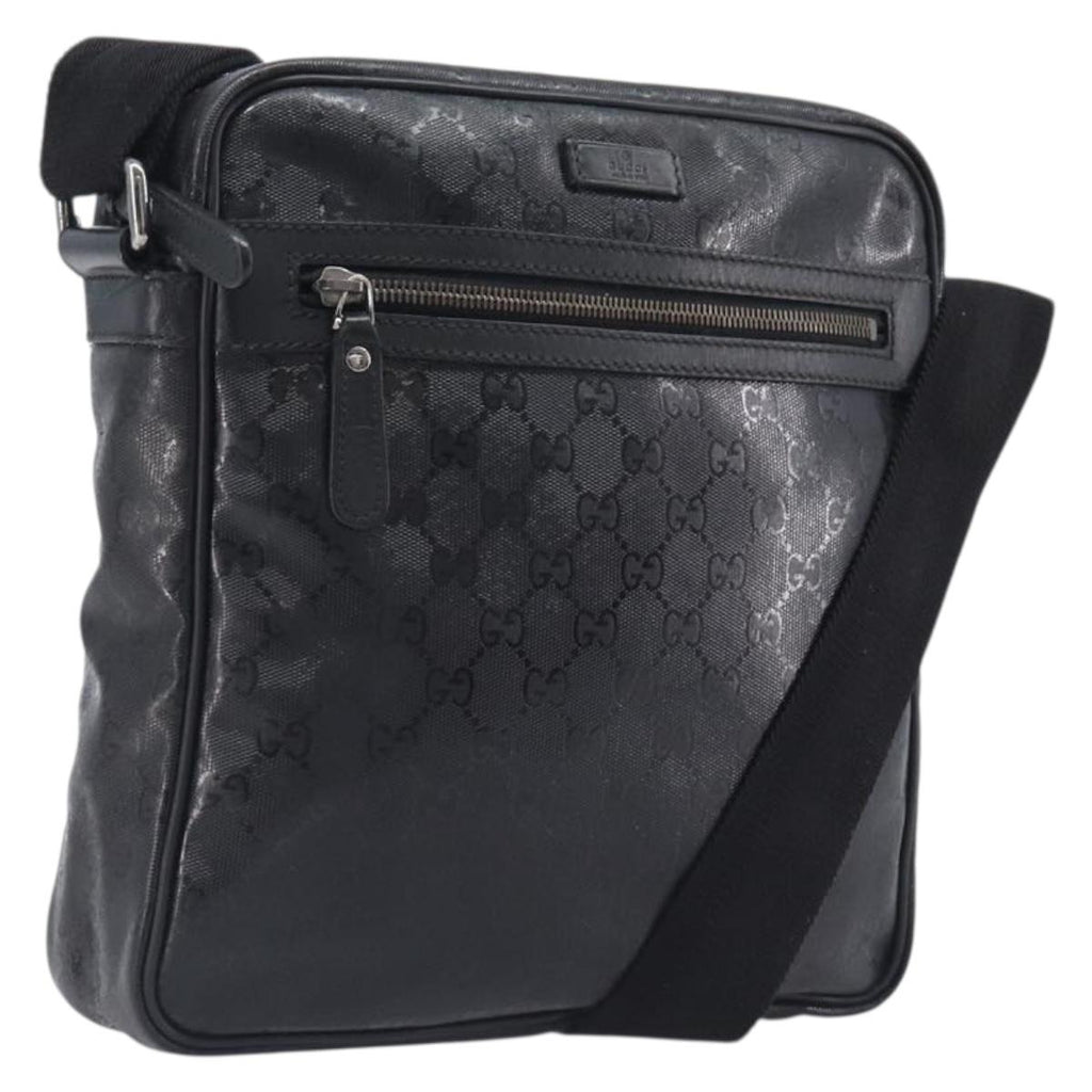 GUCCI GG Implementation Shoulder Bag PVC Black Silver 201448 Auth 207747
