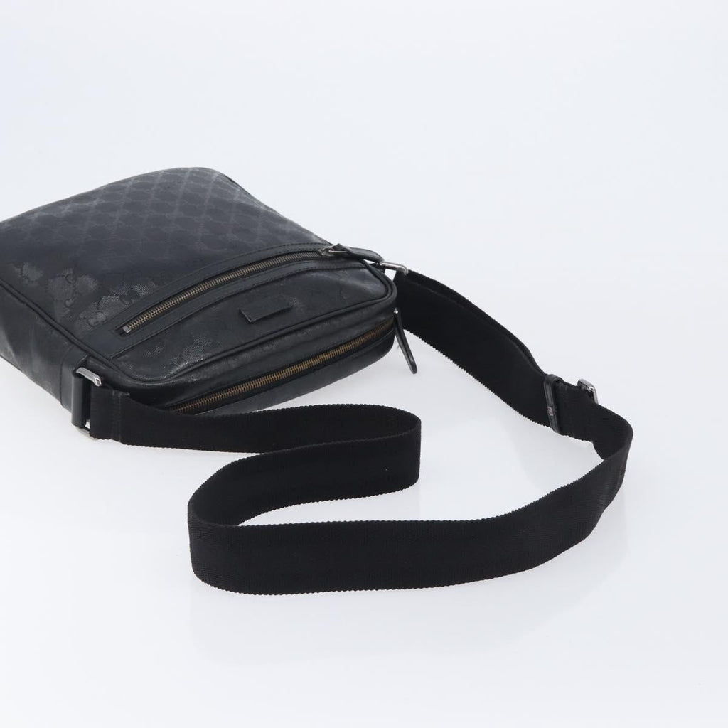 GUCCI GG Implementation Shoulder Bag PVC Black Silver 201448 Auth 207747