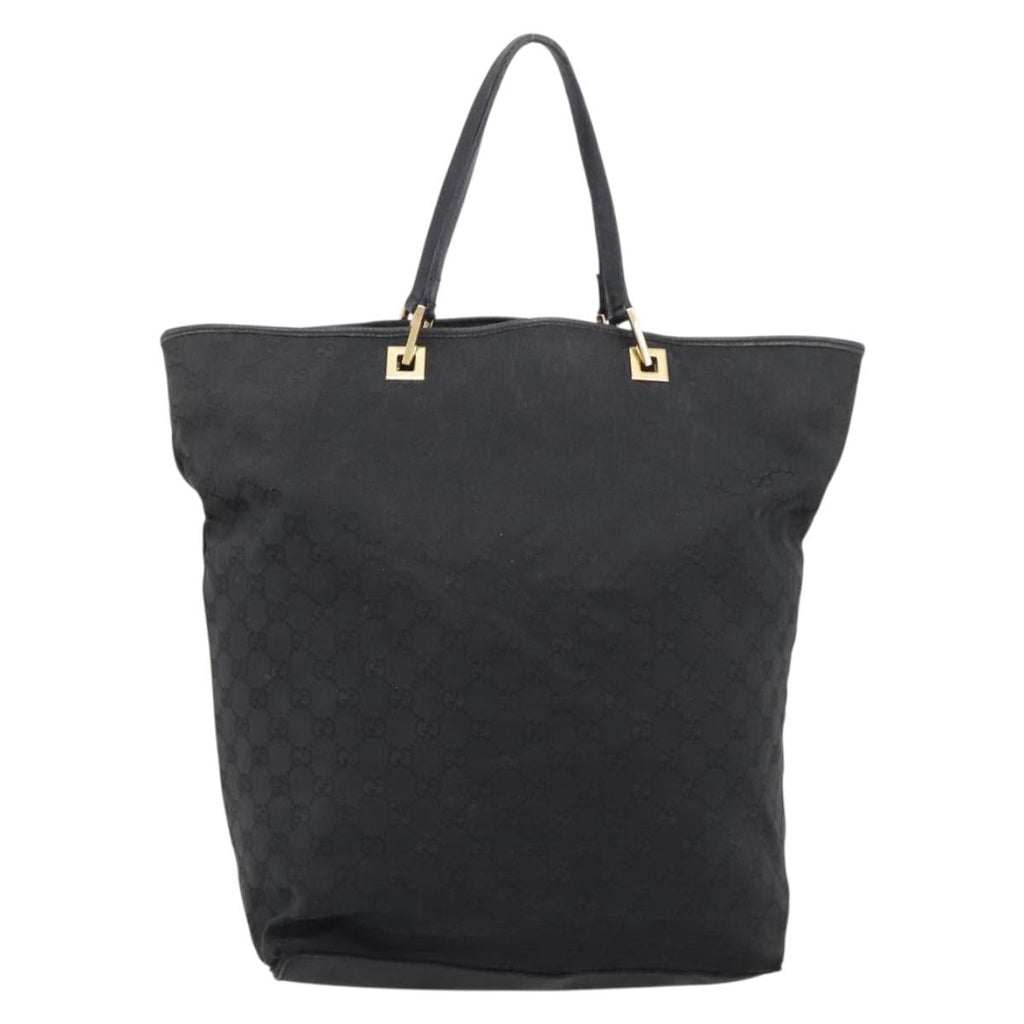 GUCCI GG Canvas Hand Bag Black Gold Tone 002 1097 Auth 207751