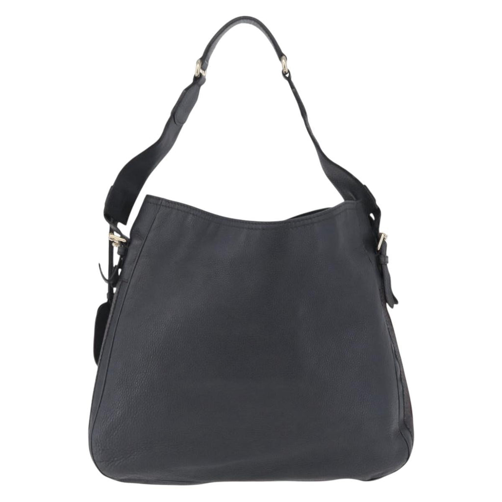 GUCCI Sherry Line Shoulder Bag Leather Gray Silver 247597 Auth 207752A