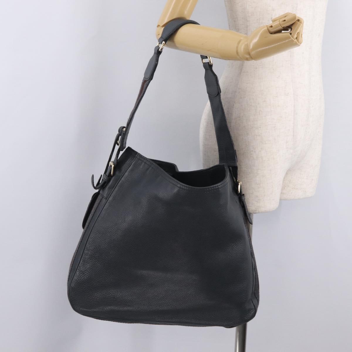 GUCCI Sherry Line Shoulder Bag Leather Gray Silver 247597 Auth 207752A