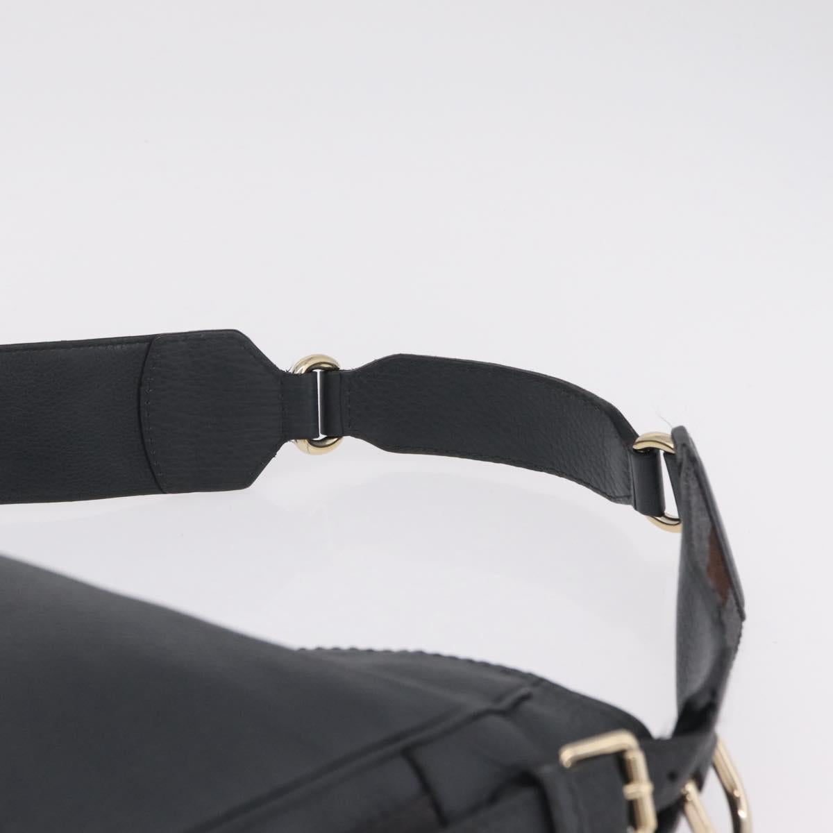 GUCCI Sherry Line Shoulder Bag Leather Gray Silver 247597 Auth 207752A
