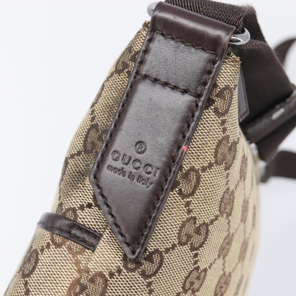 GUCCI GG Canvas Shoulder Bag Beige Silver 145857 Auth 207754